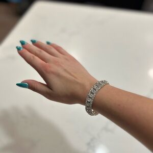Silver Jeweled Rhinestone Bracelet